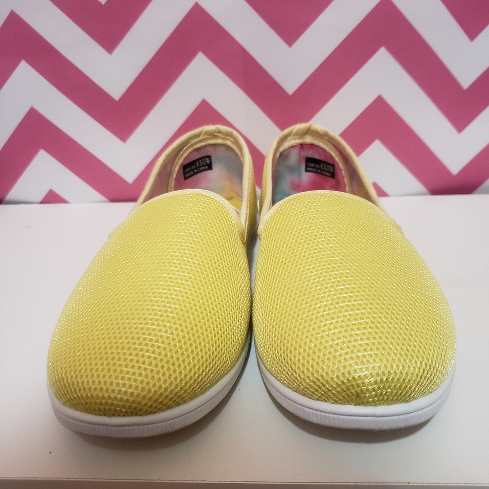 Cute Yellow Slip-Ons Size 6.5 New